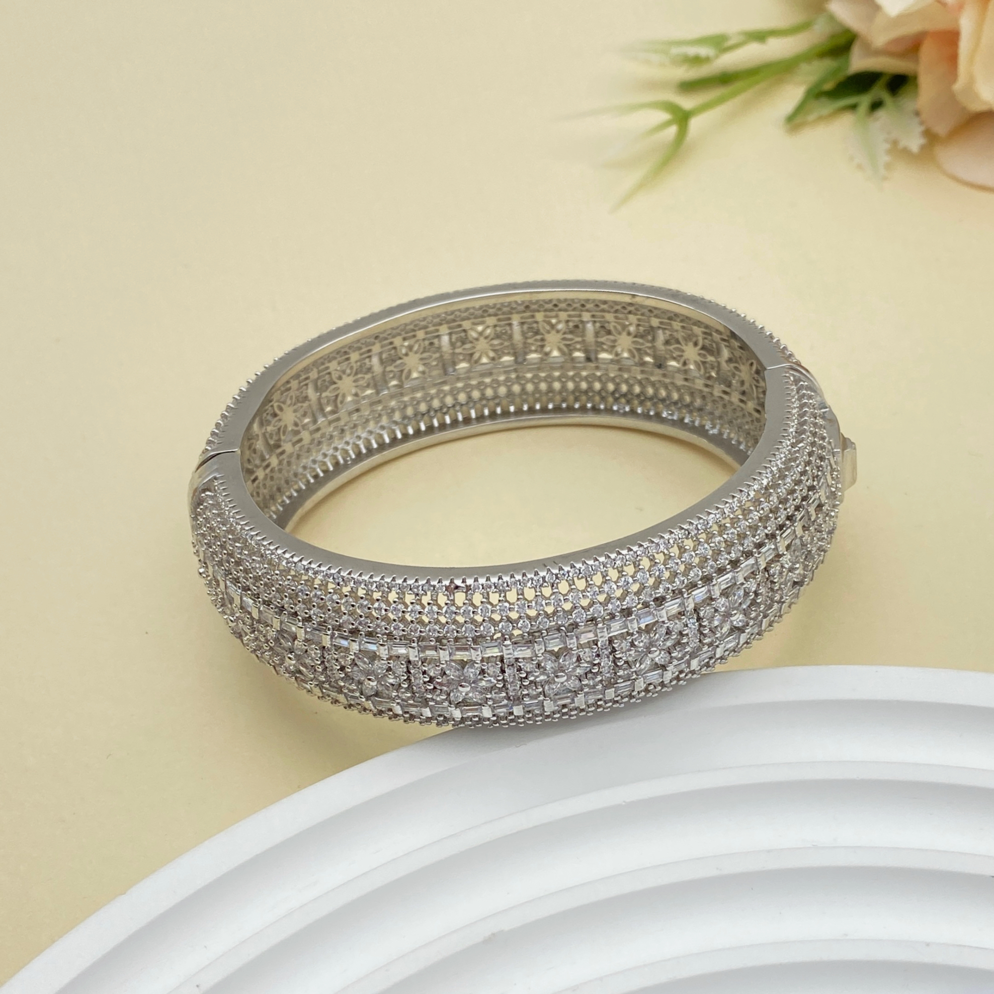 Women Accessories Kuwait - JRH Gold Plated Zirconia Bangle for