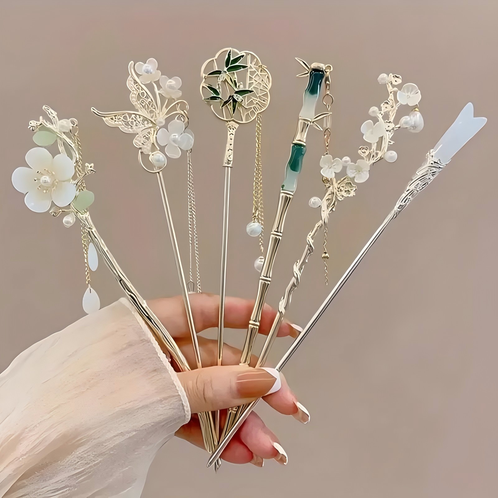 Pearl Hair Pin - 1/6pcs Elegant Chinese Style Tassel Hair