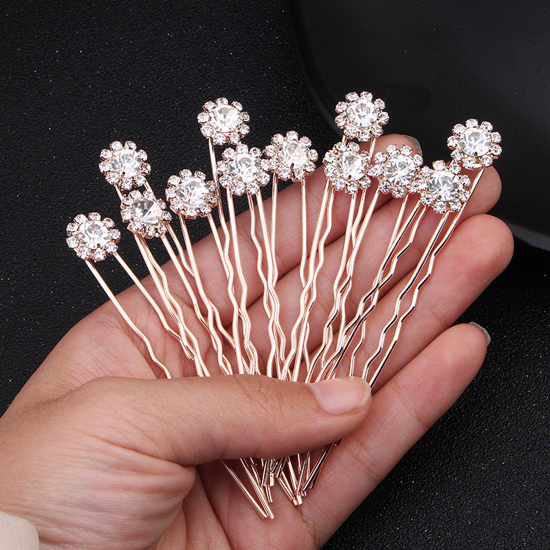 12PK/Set Fashion Rhinestone Fl - Pearl Hair Pin recension och pris