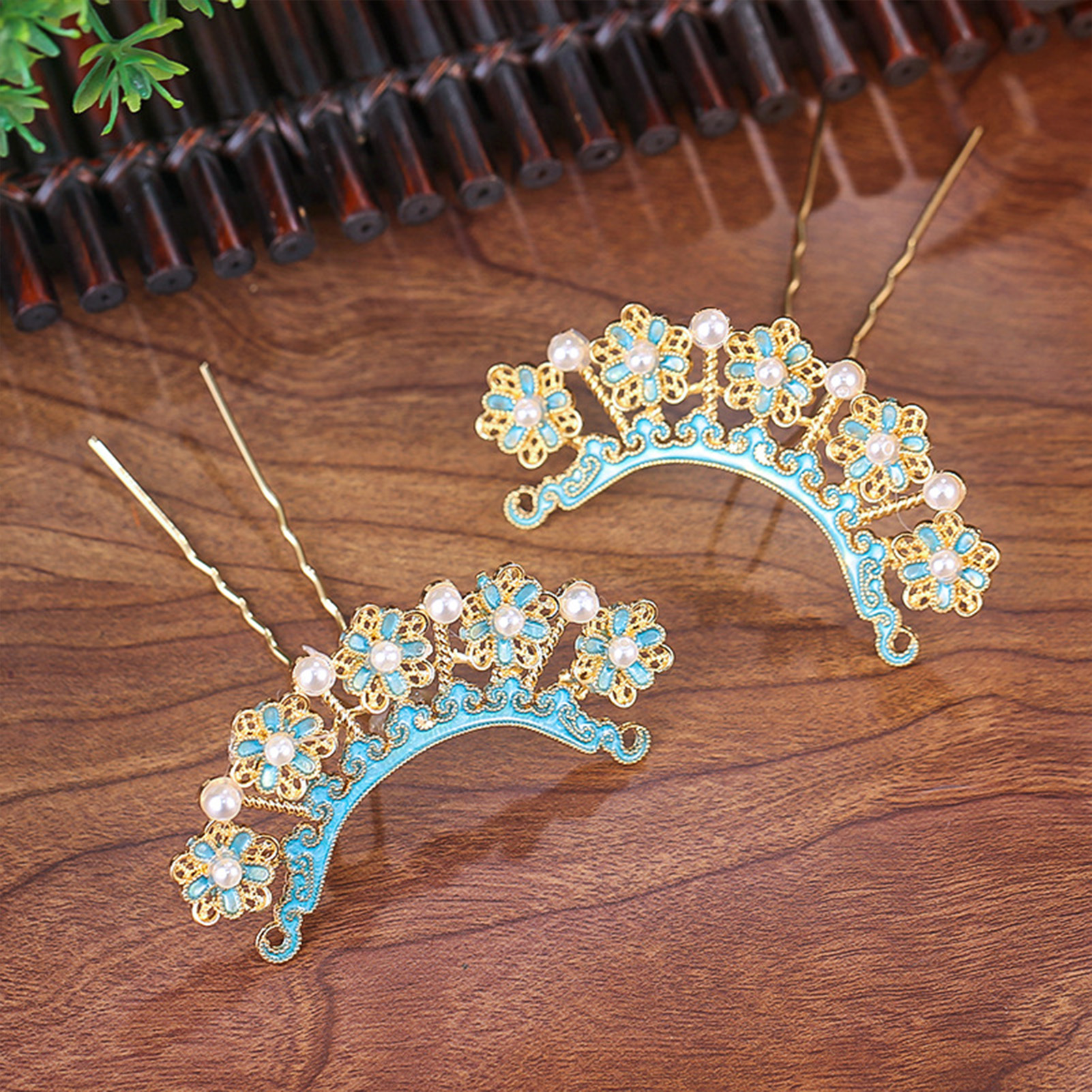 Traditional Enamel Hairpins wi - Pearl Hair Pin recension och pris