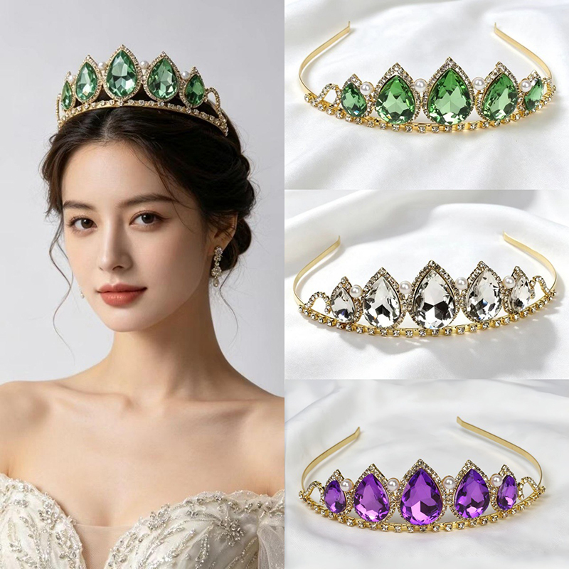 Green Water Drop Rhinestone Cr - Women'S Hair Accessories Wedding recension och pris