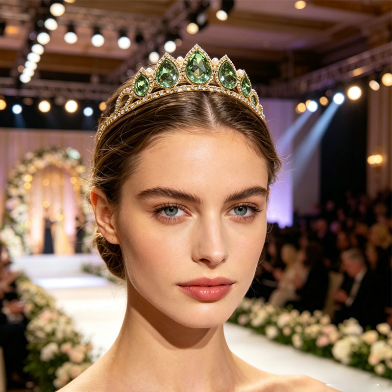 Green Water Drop Rhinestone Cr - Women'S Hair Accessories Wedding recension och pris