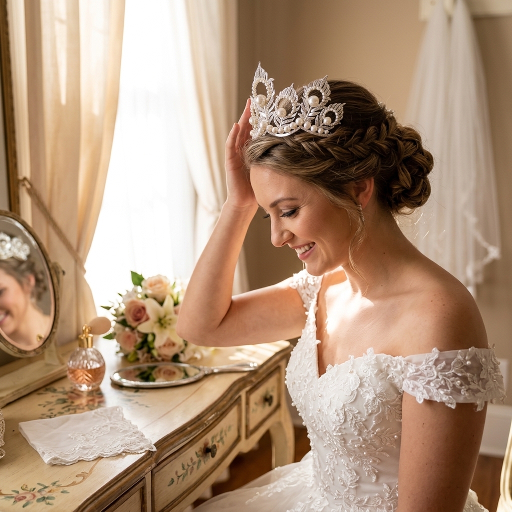 Pearl Crown Headpiece With Pea - Women'S Hair Accessories Wedding recension och pris
