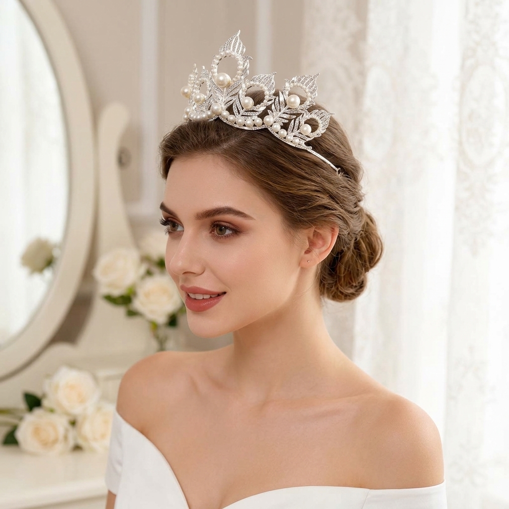 Pearl Crown Headpiece With Pea - Women'S Hair Accessories Wedding recension och pris