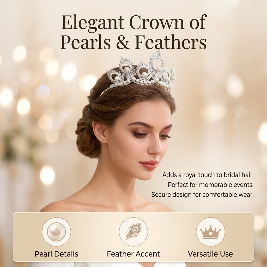 Pearl Crown Headpiece With Pea - Women'S Hair Accessories Wedding recension och pris